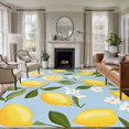 thumbnail image 2 of Yellow Lemon White Flowers Large Area Rugs 5x8 ft Retro Blue Backdrop Washable Rug Non Slip Indoor Carpet Absorbent Floor Mat for Living Room Bedroom Dining Room, 2 of 9