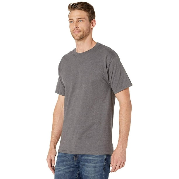 Hanes Beefy-T Crew Neck Short Sleeve T-Shirt Charcoal Heather - Walmart ...