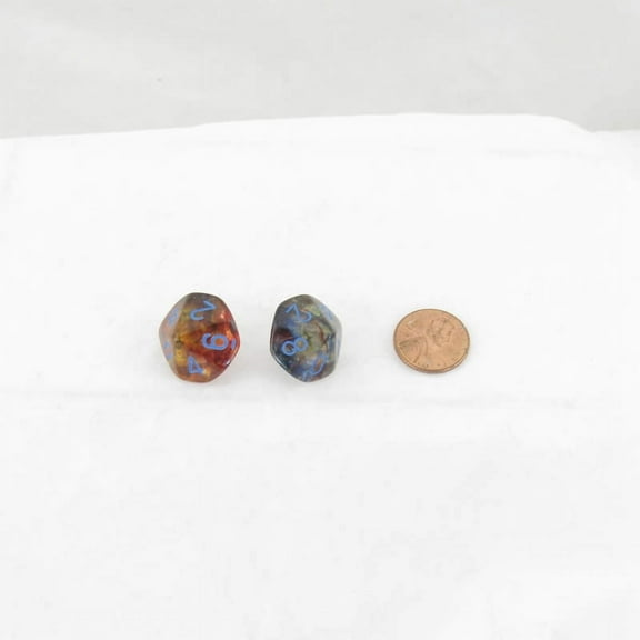 Primary Nebula Luminary Dice with Blue Numbers 16mm (5/8in) D10 Set of 2 Wondertrail