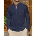 thumbnail image 5 of sogami Long Sleeve Linen Henley Shirts for Men Casual Hawiian Shirt with Pocket, 5 of 6