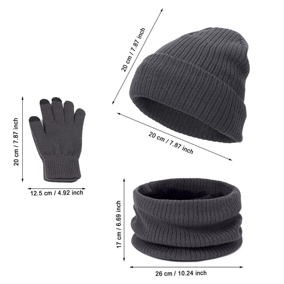Hot Sales Hat, Scarf & Glove Sets for Women Men GIJNRIUIUA Under $9 Women&Men Autumn Winter Warm Cute Hat Scarf Gloves Slouchy Three Pieces Winter Snow Knit Cap Screen Mittens Scarves Sets Gray