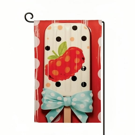 PHYHOO Hello Summer Garden Flags Double Sided, Watermelon Ice Cream with Polka Dot Yard Decoration, Small Seasonal Outside Decor for Spring Outdoor Farmhouse Holiday White
