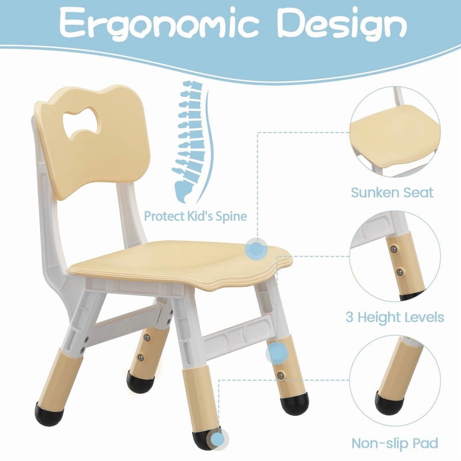 Towallmark 47.2" x 23.6" Kids Table and 6 Chairs Set, Adjustable Height Childrens Table Set for Ages 3-10, Toddler Activity Table with Graffiti Top, Non Slip Legs, 300Lbs Capacity