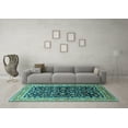 thumbnail image 3 of Ahgly Company Indoor Round Oriental Turquoise Blue Industrial Area Rugs, 7' Round, 3 of 4