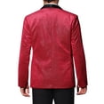 thumbnail image 3 of INSPIRE CHIC Men's Suit Jacket Shawl Lapel One Button Metallic Shining Fabric​ Blazers S Burgundy, 3 of 5