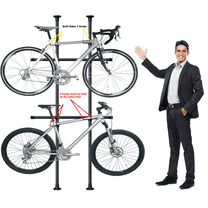 Bike vertical Storage Rack 100Lb capacity Tension pole 10' high for garage, room