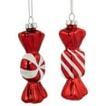thumbnail image 2 of Set of 2 Shiny Red and White Glittered Candy Christmas Glass Ornaments 4", 2 of 4