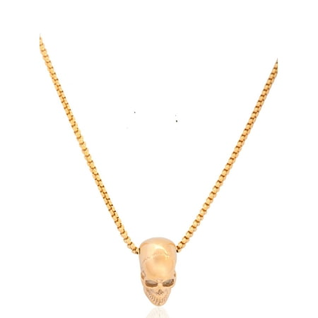 Ed Jacobs Gold Stainless Steel Skull 24" Necklace