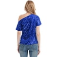 thumbnail image 2 of Womens Short Sleeve One Shoulder Sparkly Glitter Sequin Top Shirt, 2 of 5