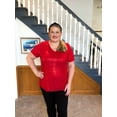 thumbnail image 2 of TIYOMI Plus Size Women's Sequin Tops 2X V-Neck Summer Tops Sparkly Red Short Sleeve Blouses Party Tunic Slimming Club Fashion Pullover 2XL 18W 20W, 2 of 8