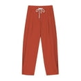 thumbnail image 3 of Fesfesfes Children's Baggy Trousers Solid Color Elastic Drawstring Waist Harun Ankle-Cuffed Pants with Pockets Casual Summer Outdoor Pants(Orange#1,10 Years), 3 of 6
