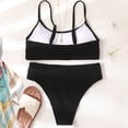 thumbnail image 2 of Hotian Women High Waisted Ribbed Cami Bikini Set Bathing Suit Black XL, 2 of 5