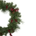 thumbnail image 4 of Northlight 24" Unlit Green Foliage, Pinecones and Berries with Tartan Ribbon Christmas Wreath, 4 of 4