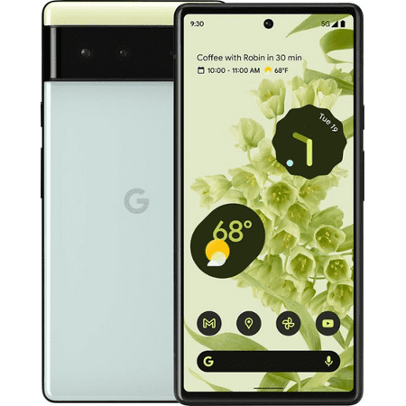 Google GA02910-US Pixel 6 6.4u0022 8GB RAM 128GB Storage 1080 x 2220 8 megapixels 5G Unlocked Smartphone, Sorta Seafoam