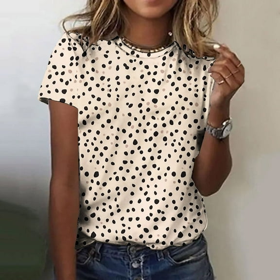 Womens Summer Tops under $5! Xqxayjr Ladies Short Sleeve Shirts Loose Casual Floral Printed Vintage Blouse Crew Neck Summer Basic Trendy Tunics Clothing