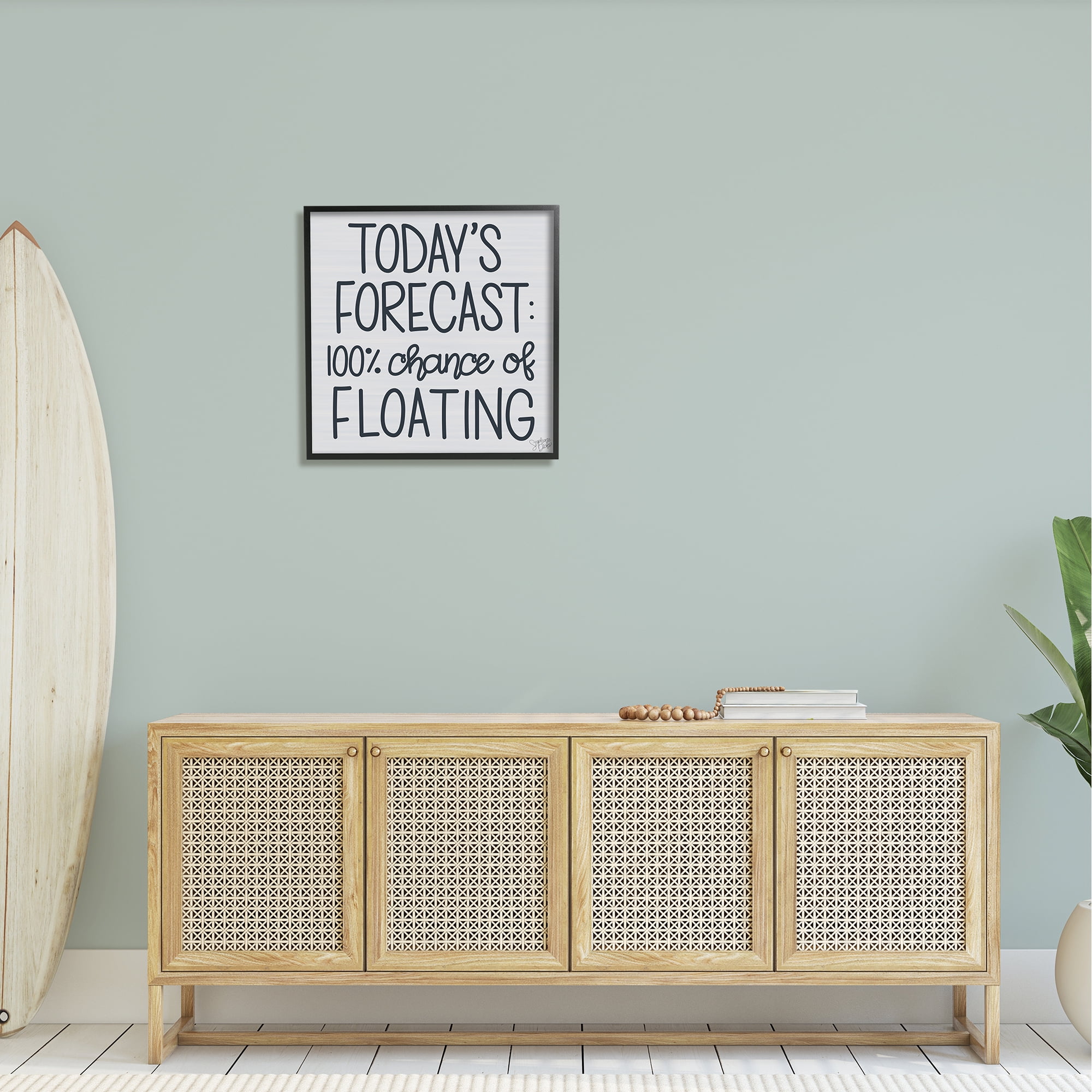 Stupell Today's Forecast Floating Grey Phrase Landscape Painting Black Framed Art Print Wall Art