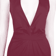 thumbnail image 6 of IBTOM CASTLE Women's Sexy High Waisted V-Neck Halter Wide Leg Long Pants Jumpsuit XL Wine Red, 6 of 8