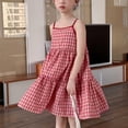 thumbnail image 5 of Amidoa Girl Dresses A-Line Cami Sleeveless Plaid Flowy Dress Casual Summer Sundress for Kids Red Size 9, 5 of 6