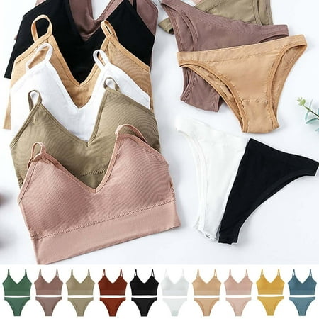 USSUMA Lingerie for Women  Women Vest Underwear Set Sexy Steel Ringless Bra Thin Beautiful Back Sling on Clearance for Indoor/Outdoor Black L