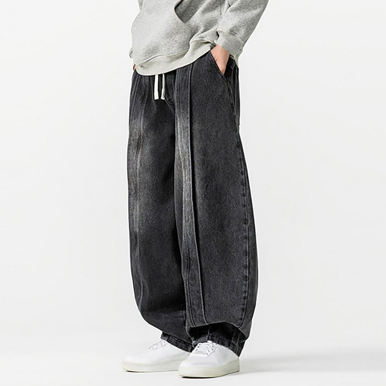 CHEEREAM Baggy Jeans for Men Wide Leg Hip Hop Jean Stylish Loose