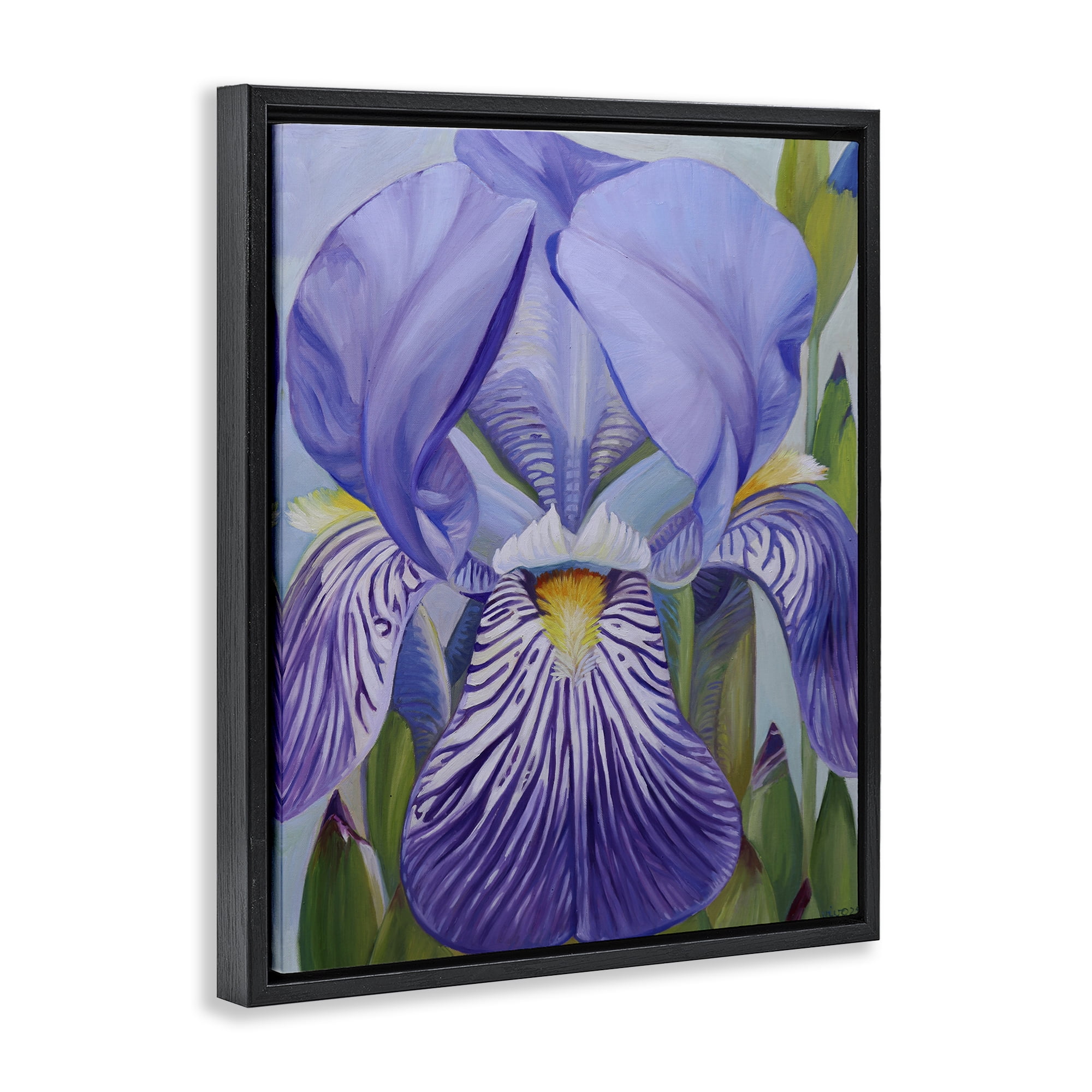 Stupell Industries Blooming Purple Iris Petals Black Framed Floater Canvas Wall Art, design by Violeta Vollmer