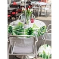 thumbnail image 5 of Outdoor Tablecloths with Umbrella Hole & Zipper, Spring Leaves Round Tablecloth 54 Inch, Pastoral Garden Botanical Gray Wooden Waterproof Table Cloth, Patio/Pool/Picnic Table Covers, 5 of 8