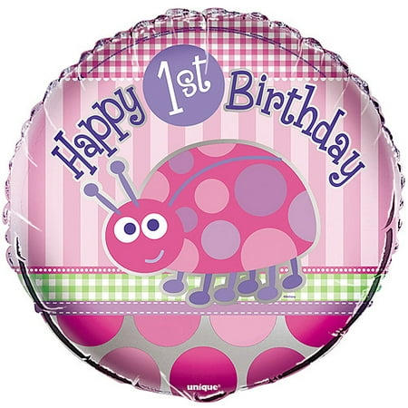 18" Foil First Birthday Ladybug Balloon