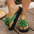 thumbnail image 5 of CQONEPT Flower Flip Flops for Women with Arch Support Comfortable Slip on Slippers Walking Sandals Slides Casual Lightweight Dressy Slippers Green 40, 5 of 6
