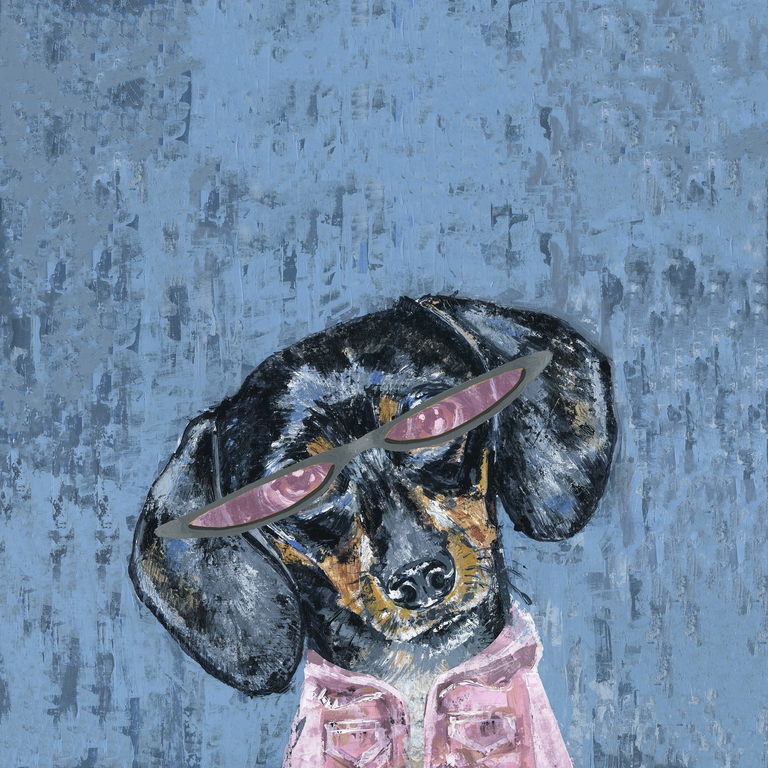 Marmont Hill "Dog in Pink" Painting Print on Wrapped Canvas