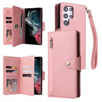 Decase Galaxy A15 Wallet Phone Case,Soft PU Leather Magnetic Clasp Purse Folio Flip Cover with Zipper Pocket Wristband Strap for Women Men,for Samsung Galaxy A15,rosegold