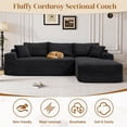thumbnail image 5 of Aukfa 95" Cloud Sectional Sofa Deep Seat Boneless Couch Modular L-Shaped Couch, Right Chaise Corduroy Sofa for Living Room, Black, 5 of 9