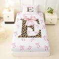 thumbnail image 3 of Erosebridal Girls Letter E Bow Twin Sheet Sets,Cute Bows Chic Cheetah Print Bedding For Girls Teens 3-Piece, 3 of 6