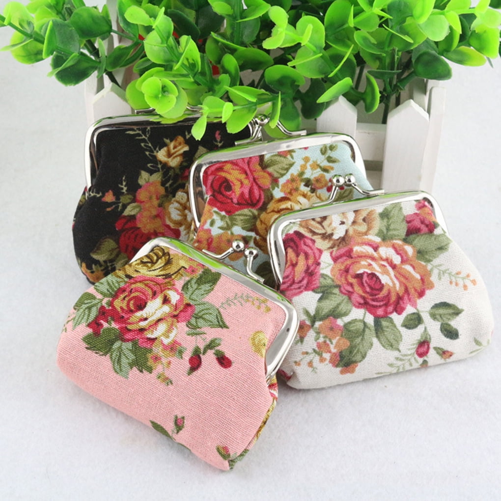 Cherry Blossom Cute Canvas Coin Purse Change Wallet Small Makeup Bags for  Men Women