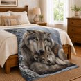 thumbnail image 6 of Snow Wolves Nuzzling Winter Forest Realistic Art, Cozy Friendship Quote Scene, Warm Flannel Blanket for Living Room and Reading Nook, Art Lovers Friendship Gift, Artistic Home Decor, 6 of 7