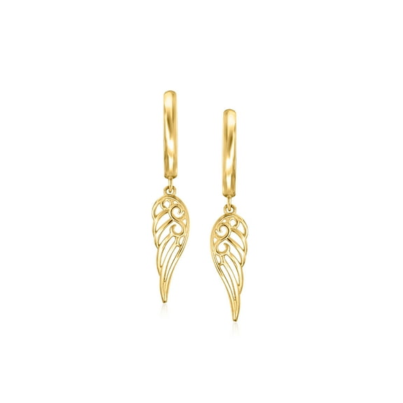 Ross-Simons Italian 14kt Yellow Gold Angel Wing Drop Earrings, Women's, Adult