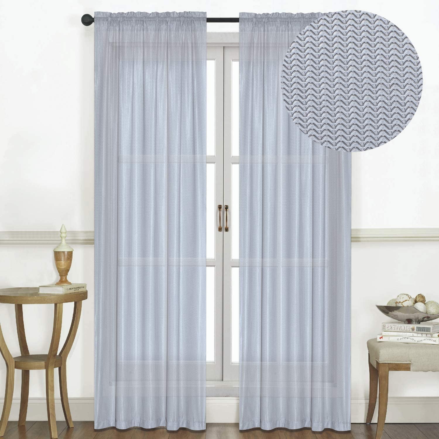 Solid Window Curtain Panel Valance Rod Pocket 3D Textured Jacquard Raleigh 54x90 - Picture 11 of 17