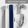 thumbnail image 6 of Navy Blue Stripe Farmhouse Short Window Curtain Valances, Geometric Grey White Vertical Striped Rod Pocket Kitchen Valances for Living Room Bedroom Bathroom Cafe 42" x 18", 6 of 8