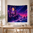 thumbnail image 5 of Moonlit Castle Above Dark Neon Ocean Waves, Mystical Fantasy Style for Ocean Lovers, Coastal Wall Art, Housewarming Gift, Tapestry Wall Hanging for Bedroom and Dorm, 5 of 7