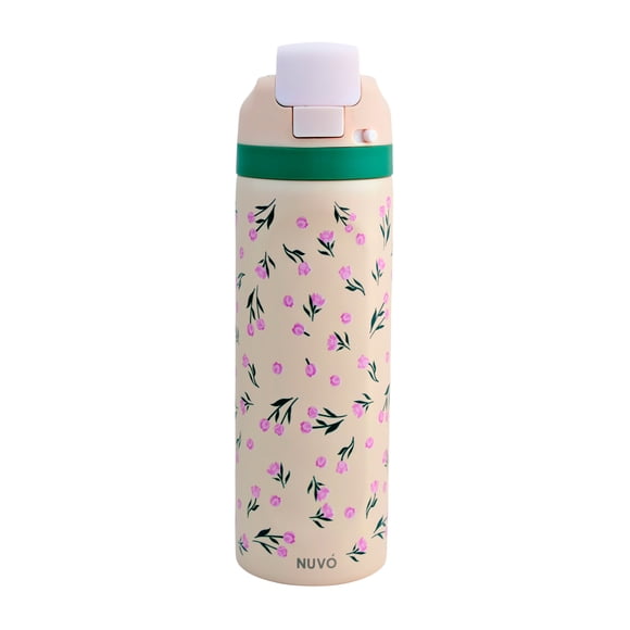 Termo Acero Doble Pared 750 ml Flores Rosa Push Lock