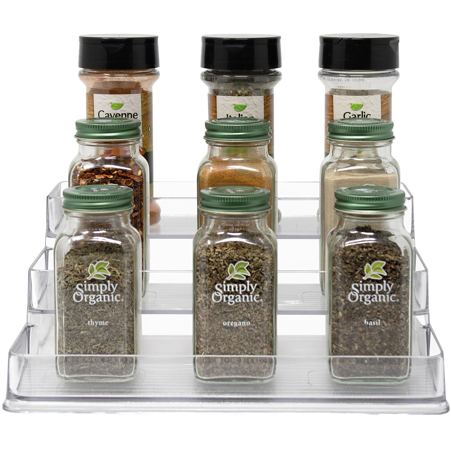 Sorbus Clear Acrylic 3 Tier Spice Rack Organizer Set, 2 Pack, Kitchen Pantry Storage Shelves