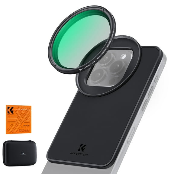 K&F Concept 6.7 inch Magnetic Lens Filter Mount Adapter with 67mm Variable ND2-32 Filter, Compatible with iPhone 16/15/14/13/12 Pro Max, 16/15/14 Plus