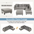 thumbnail image 4 of Euroco Modern Sectional Sofa with Storage Ottoman, L-Shape Couch with 2 Pillows and Cup Holder, Sectional Sofa with Reversible Chaise for Living Room, Gray, 104.5", 4 of 9