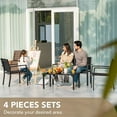 thumbnail image 3 of RONG-3 4 Pieces Patio Furniture Set Outdoor Garden Patio Conversation Sets Poolside Lawn Chairs with Glass Coffee Table Porch Furniture，Black, 3 of 8