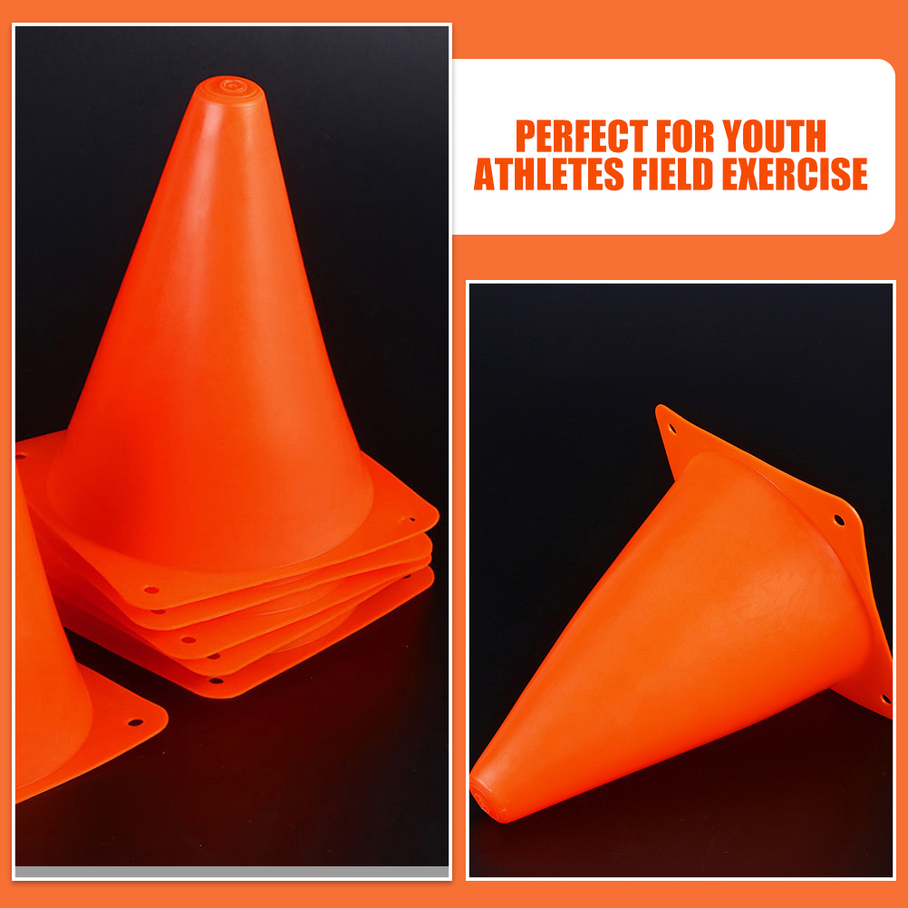 ETHZZLE 16Pcs Plastic Agility Cones Orange for Outdoor Sports Practice and Games