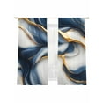 thumbnail image 6 of Navy Blue Marble Sheer Curtains for Living Room Bedroom Gold Modern Art Sheer Curtains 63 Inch Long 2 Panels Set Light Filtering Curtain Window Treatments Drapes for Dining Room, 6 of 6