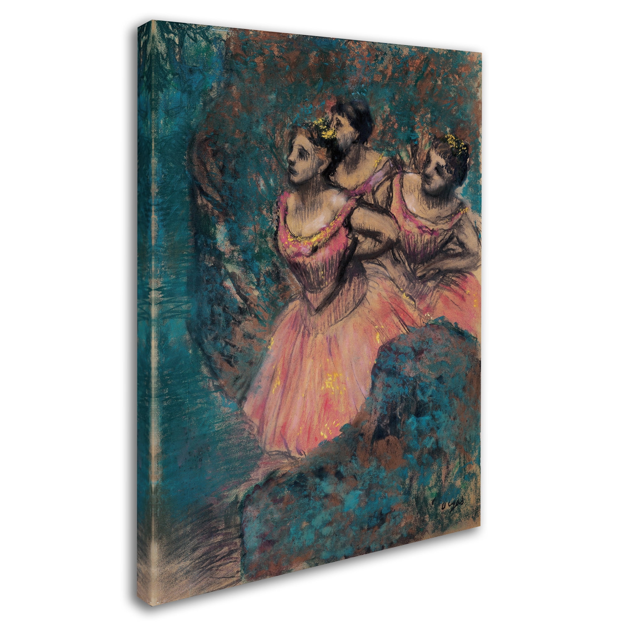 Trademark Fine Art 'Three Dancers In Red Costumes' Canvas Art by Degas