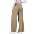 thumbnail image 5 of SWQZVT Womens Pants Waffle Wide Leg Casual Pants for Women Khaki Loose Fit Drawstring Lounge Pants Ladies Knit Pant L, 5 of 7
