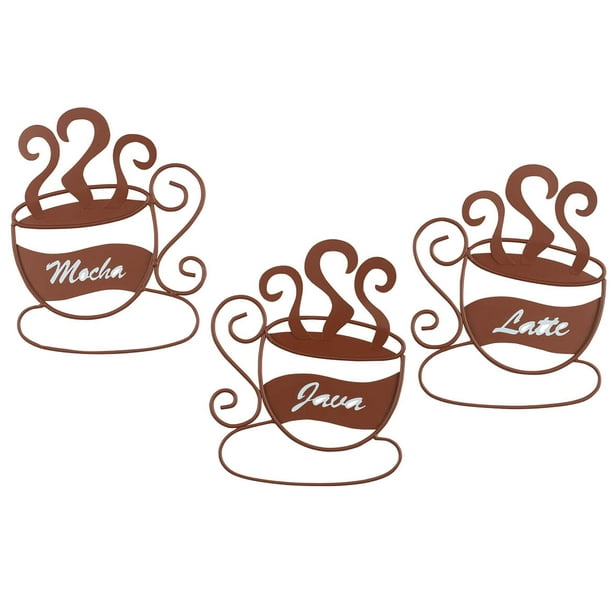 Metal Coffee Cup Wall Art, Set of 3