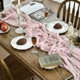 thumbnail image 5 of Sm:)e Blush Cheesecloth Table Runner 31 x 118 Inch Rustic Gauze Boho Chair Sashes for Bridal Shower Wedding Party Catering Home Decoration Supplies, 5 of 6