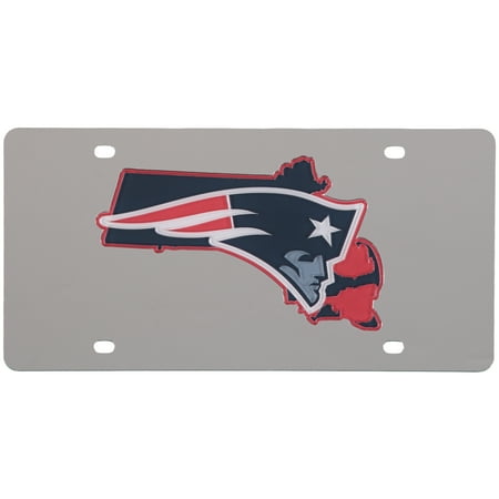 Mirrored Acrylic License Plate - New England Patriots Acrylic State Shape Silver Mirror License Plate - No Size